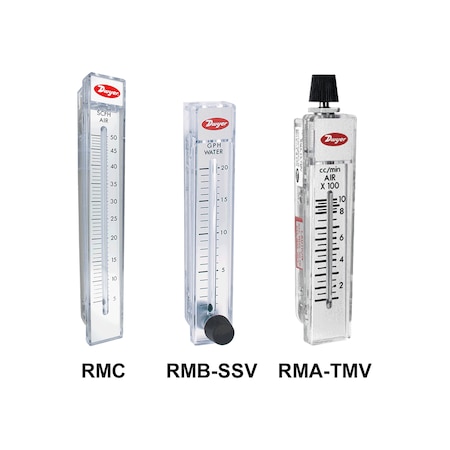 Dwyer Instruments Flowmeter, range 20-200 SCFH/10-95 LPM air. RMB-54D-SSV